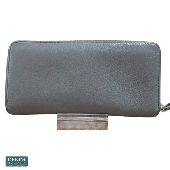 Michael Kors Grey Leather Continental Zip Around Long Wallet Clutch Purse - Picture 2 of 13